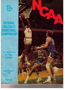 1975 Final Four U of L - UCLA and Wooden.  Program cover showing previous year, with David Thompson and NC St. soaring over Bill Walton, and stopping the Bruin's run of titles.