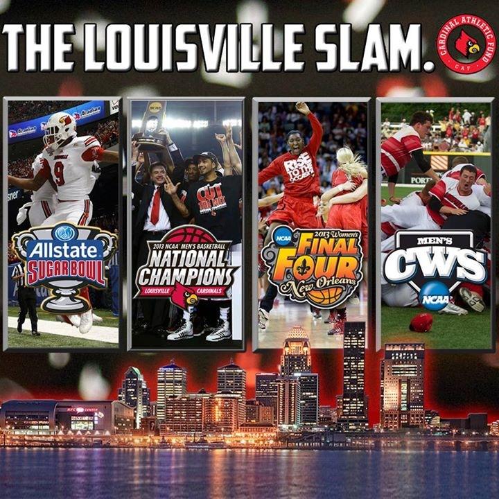 Louisville becomes the first team in one season  to capture BCS bowl victory, Men's and women's Final Four, and a College World Series berth.