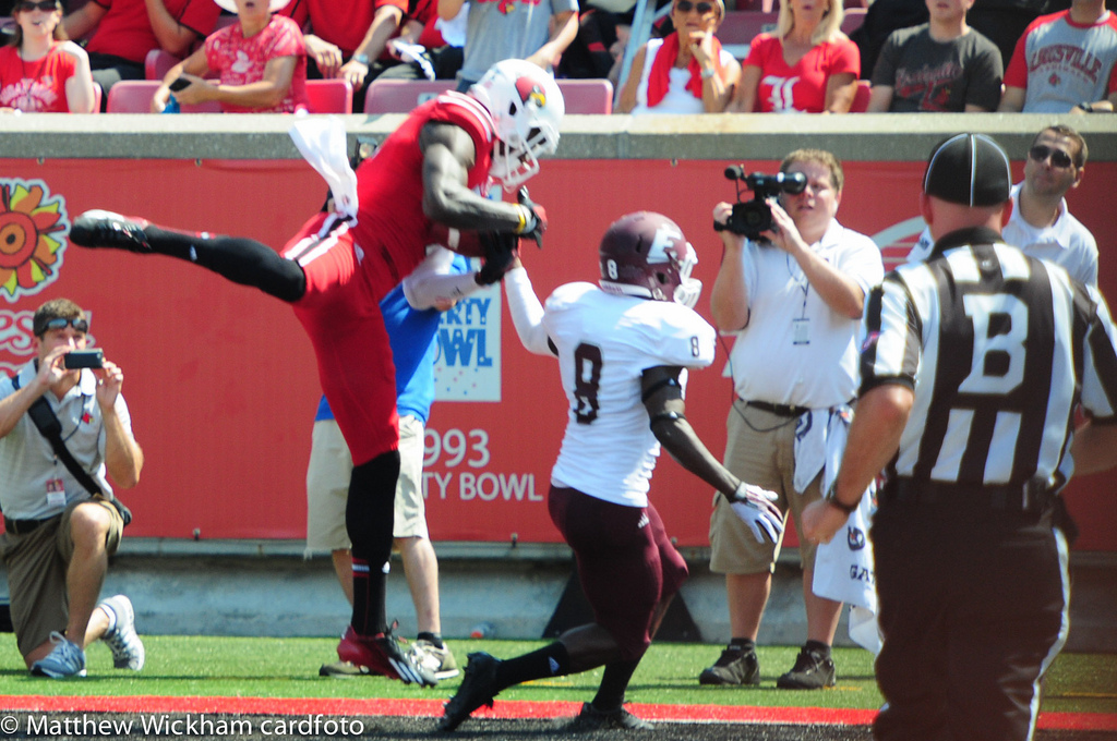 WR DeVante Parker hauled in another circus catch over his 5'8" defender for a TD in the first half.